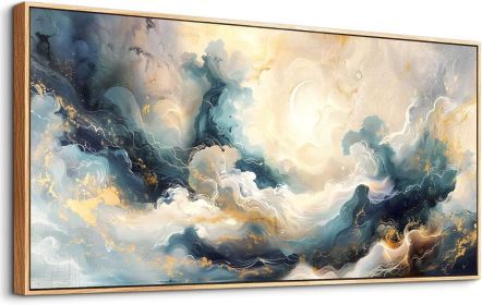 Abstract Ink Canvas Wall Art, Modern Framed Artwork for Living Room, Bedroom, Office and Home Décor, 20 x 40 Inch