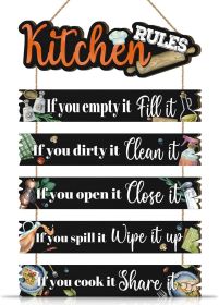 Kitchen Wall Sign,Funny Kitchen Rules Wall Decor,Rustic Bless the Food Wall Decoration Food Door Sign