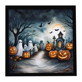 Ghosts Spooky Halloween Framed Metal Print Bathroom, Kitchen, Office, Home Decor Wall Art Ready to Hang, Square, 8X8