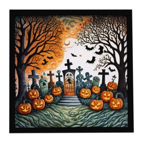 Papel Picado Skeletons Spooky Halloween Framed Metal Print Bathroom, Kitchen, Office, Home Decor Wall Art Ready to Hang, Square, 8X8