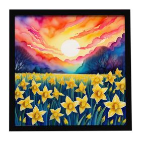 Colorful Daffodils Framed Metal Print Bathroom, Kitchen, Office, Home Decor Wall Art Ready to Hang, Square, 8X8