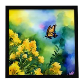 Kentucky Goldenrod in Watercolor Framed Metal Print Bathroom, Kitchen, Office, Home Decor Wall Art Ready to Hang, Square, 8X8