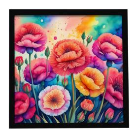 Colorful Carnations Framed Metal Print Bathroom, Kitchen, Office, Home Decor Wall Art Ready to Hang, Square, 8X8