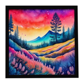 Colorful Yarrow Framed Metal Print Bathroom, Kitchen, Office, Home Decor Wall Art Ready to Hang, Square, 8X8