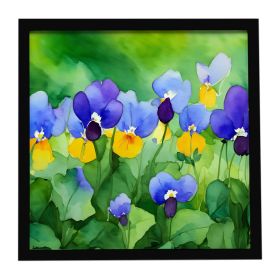 Illinois Violet in Watercolor Framed Metal Print Bathroom, Kitchen, Office, Home Decor Wall Art Ready to Hang, Square, 8X8