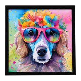 Poodle Hippie Dawg Framed Metal Print Bathroom, Kitchen, Office, Home Decor Wall Art Ready to Hang, Square, 8X8