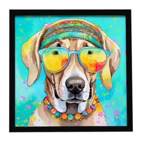 Weimaraner Hippie Dawg Framed Metal Print Bathroom, Kitchen, Office, Home Decor Wall Art Ready to Hang, Square, 8X8