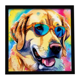 Yellow Labrador Hippie Dawg Framed Metal Print Bathroom, Kitchen, Office, Home Decor Wall Art Ready to Hang, Square, 8X8