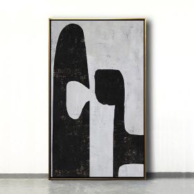 Handmade Top Selling Abstract Oil Painting  Wall Art Modern Minimalist Black and White Picture Canvas Home Decor For Living Room No Frame (size: 100x150cm)