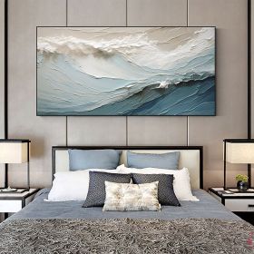 Handmade Oil Painting Original Abstract Seascape Oil Painting On Canvas Large Wall Art Bule Sea Painting Custom Painting Boho Wall Art Living roo (Style: 01, size: 150X220cm)