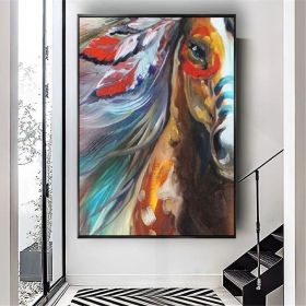 Hand Painted Oil Painting Abstract Oil Painting Camouflage Painting Art Horse Wall Art Picture Knife Canvas Acrylic Texture Colorful Animal Livin (Style: 01, size: 150X220cm)