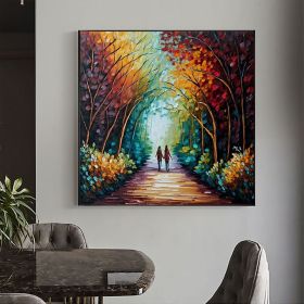 Hand Painted Oil Painting Abstract Original Romantic Cityscape Oil Painting On Canvas Large Wall Art Colorful Tree Painting Custom Painting Livin (Style: 01, size: 100x100cm)