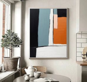 Large Orange Abstract Oil Painting Orange and Blue Color Block Painting Orange Minimalist Abstract Textured Painting Canvas Wall Art Decor (Style: 01, size: 50x70cm)