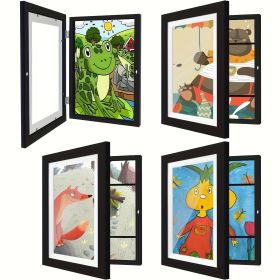 4 pcs Children's Art Frame Replaceable 8.5 X 11 Art Items Art Frame Front Open Picture Display Frame, As Halloween, Christmas Gifts (Color: Black, number: 4pcs)