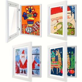 4 pcs Children's Art Frame Replaceable 8.5 X 11 Art Items Art Frame Front Open Picture Display Frame, As Halloween, Christmas Gifts (Color: White, number: 4pcs)