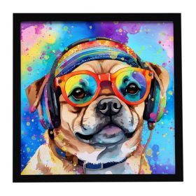 Pug Hippie Dawg Framed Metal Print Bathroom, Kitchen, Office, Home Decor Wall Art Ready to Hang, Square, 8X8 (Default: Default)