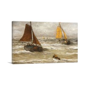 Man On Horse In Rough Seas (Type: Standard Framed Canvas Print, size: 32" x 24" / 80cm x 60cm (approx))