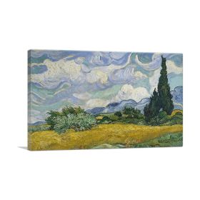 A Wheatfield with Cypresses 1889 (Type: Standard Framed Canvas Print, size: 32" x 24" / 80cm x 60cm (approx))