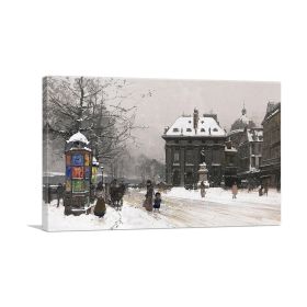 The Quays Of The Seine Winter (Type: Standard Framed Canvas Print, size: 28" x 20" / 70cm x 50cm (approx))