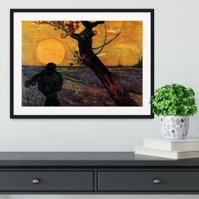 The Sower 2 by Van Gogh Framed Print (Color: White/With White Edging, size: 48" x 32" / 120cm x 80cm (approx))