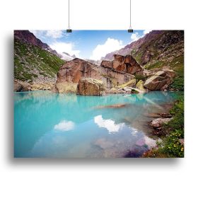 Lake mountains Canvas Print or Poster (Type: Standard Framed Canvas Print, size: 24" x 16" / 60cm x 40cm (approx))