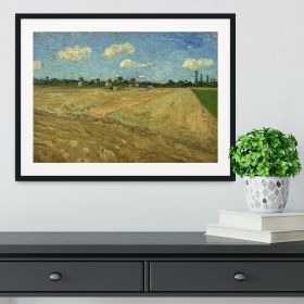 Ploughed fields by Van Gogh Framed Print (Color: Natural/With White Edging, size: 18" x 12" / 48cm x 30cm (approx))