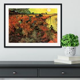 The Red Vineyard by Van Gogh Framed Print (Color: Black/With White Edging, size: 12" x 8" / 30cm x 20cm (approx))