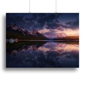 Maligne Mountains Canvas Print or Poster (Type: Standard Framed Canvas Print, size: 24" x 16" / 60cm x 40cm (approx))