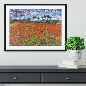 Van Gogh Poppies Field Framed Print (Color: Black/No White Edging, size: 48" x 32" / 120cm x 80cm (approx))